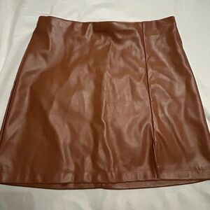 Brown Faux Leather Mini Skirt